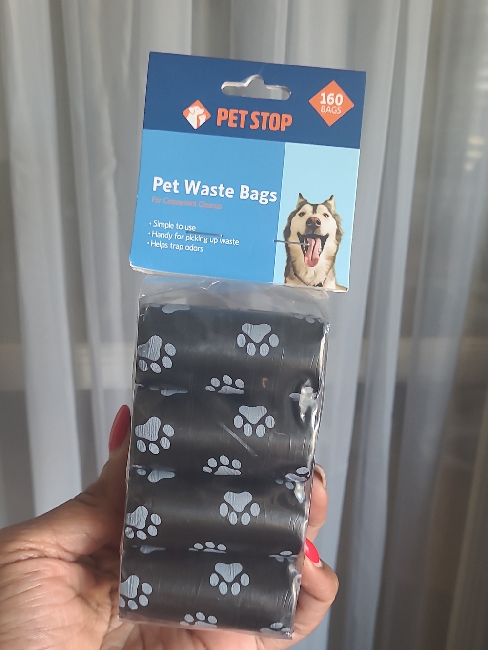 Black Paw Print Pet Waste Bags - 160 Count